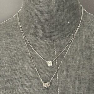 Silver Layered Necklace Set